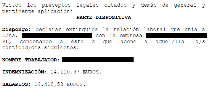 sentencia no readmision
