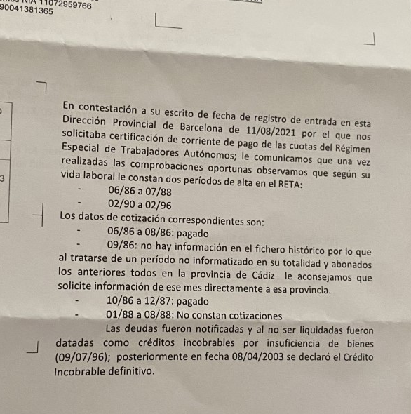 Deuda prescrita en la cuota de autónomos