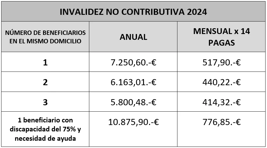 invalidez no contributiva 2024